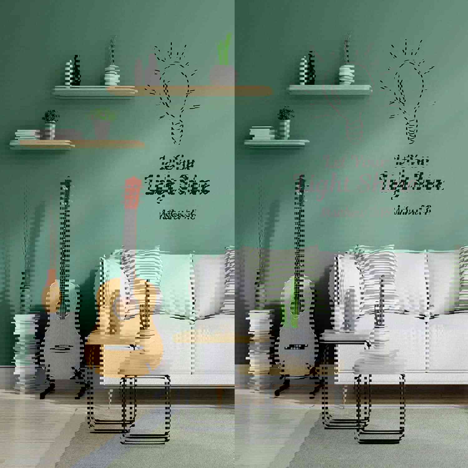 Religious Quotes Vinyl Wall Sticker - Light Shine Matthew Bible Verse Decal