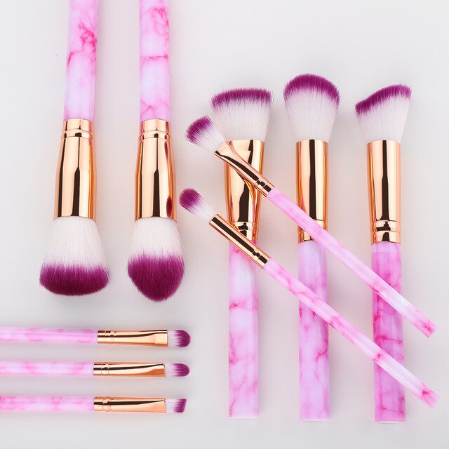 5/15Pcs Marble Makeup Brushes Set - Cosmetic Powder Eyeshadow Foundation Blending Beauty Tool Kit
