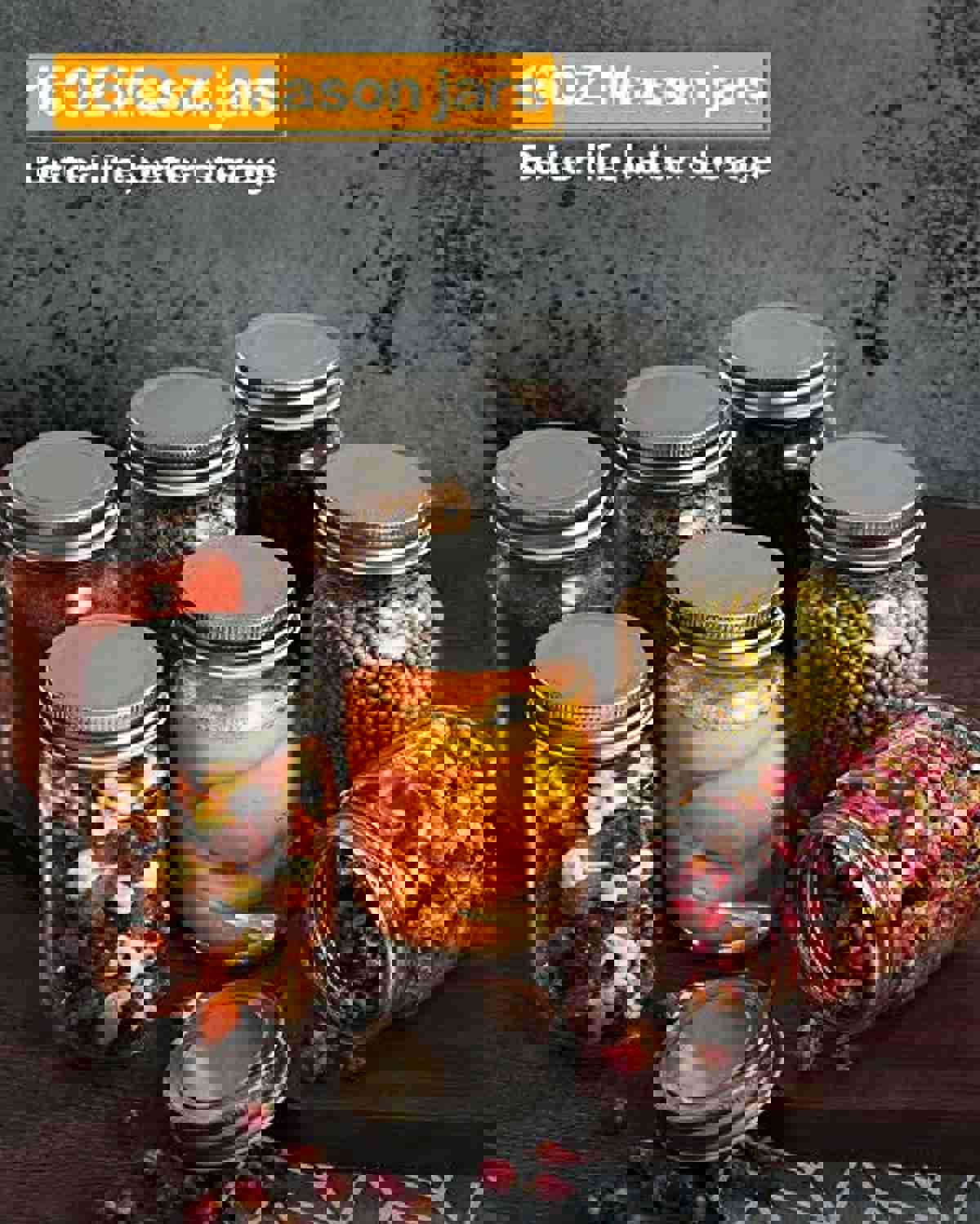 Rainforce 16 oz Mason Jars With Lids Regular Mouth 15 Pack - Bulk Clear Glass Jars for Food Storage & Meal Prep