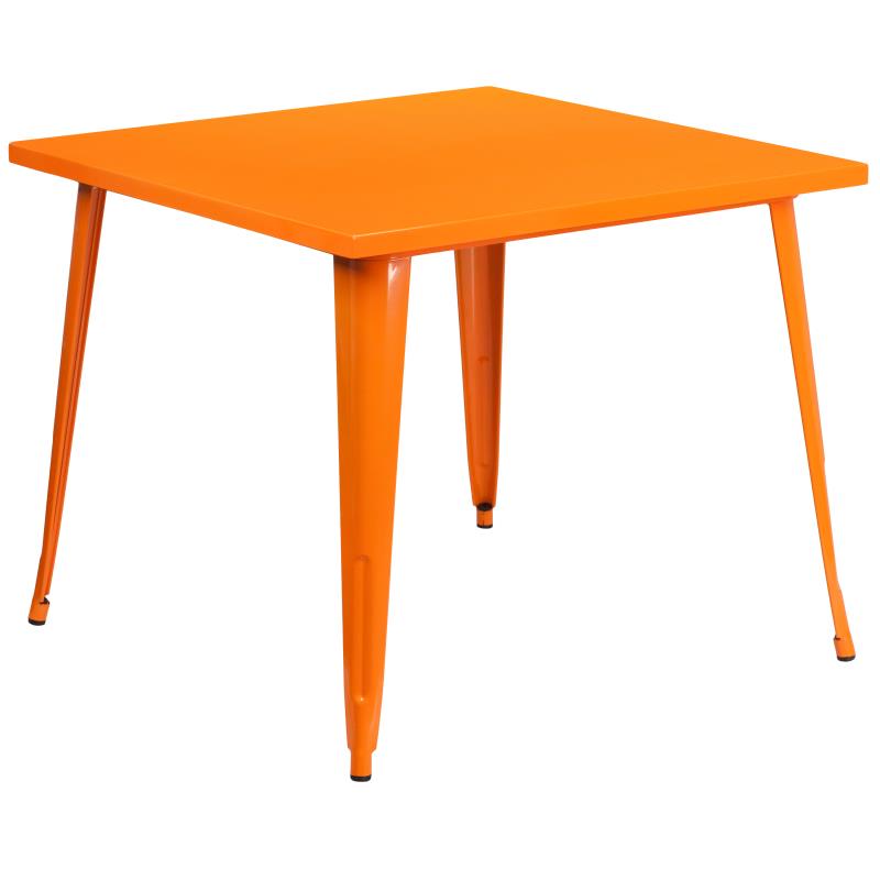 Flash Furniture Parker Commercial Grade 35.5 Square Orange Metal Indoor-outdoor Table