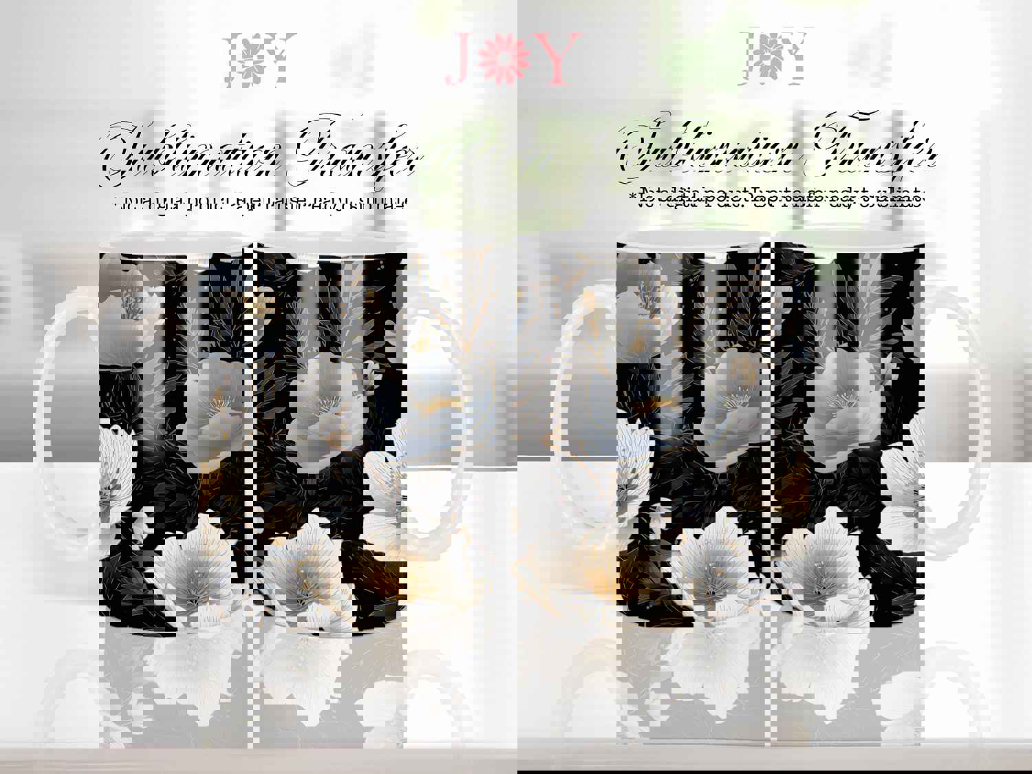 Sublimation Transfer for Mugs, Classy Flowers Printed Sheet Ready to Press, 11 oz 12 oz & 15 oz Cricut Mug Press Printed Design