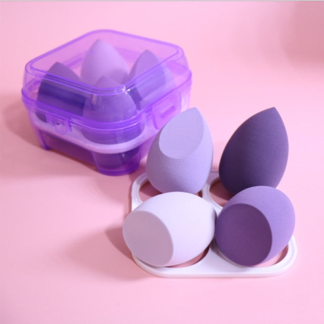 Kabliliutr 4pcs Makeup Blender Cosmetic Puff Sponge Set with Storage Box