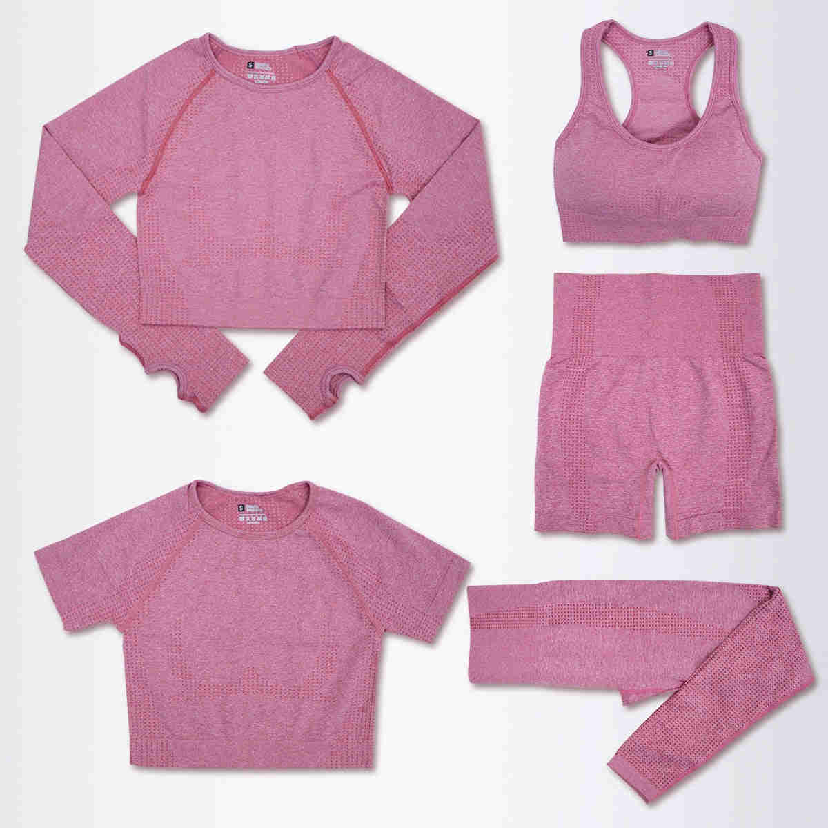 Women's Seamless Yoga Workout Clothing Set - 5PCS Gym Fitness Sportswear