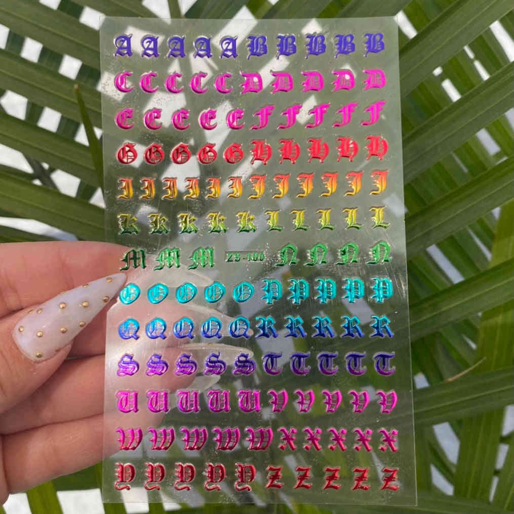 OLD ENGLISH LETTERS STICKERS (RAINBOW)