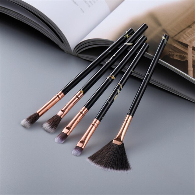 5/15Pcs Marble Makeup Brushes Set - Cosmetic Powder Eyeshadow Foundation Blending Beauty Tool Kit