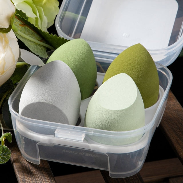 Kabliliutr 4pcs Makeup Blender Cosmetic Puff Sponge Set with Storage Box