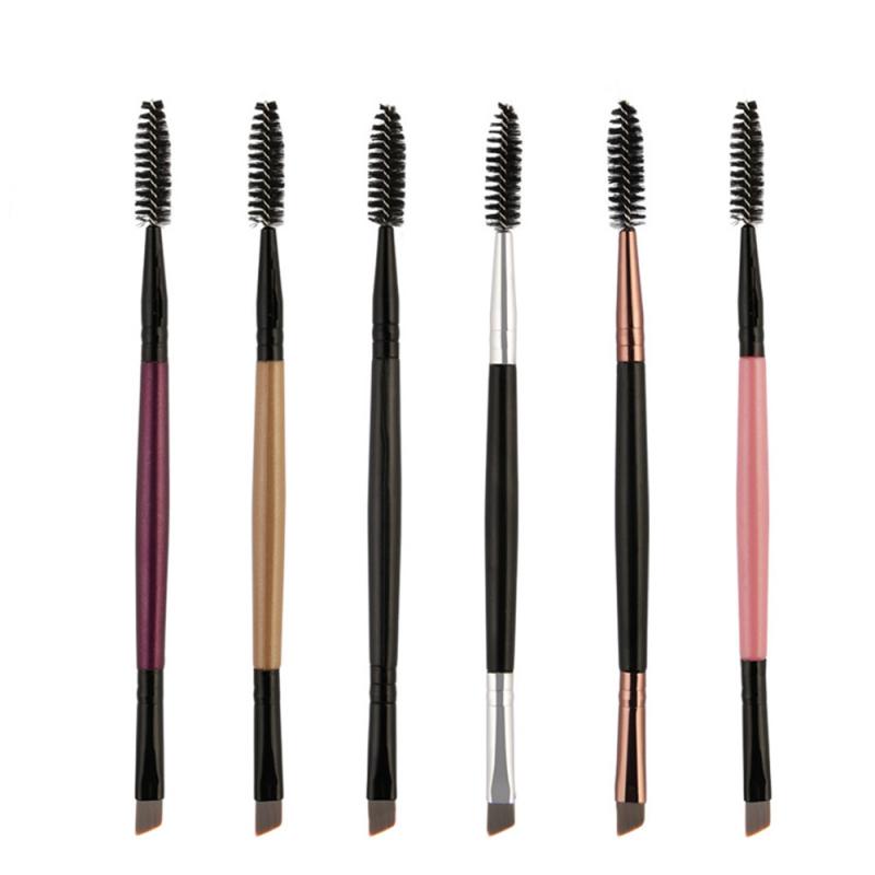Pro Double Ended Eyebrow Eyelash Eyeliner Brushes - Beauty Makeup Tool with Single Liquid Eyeliner