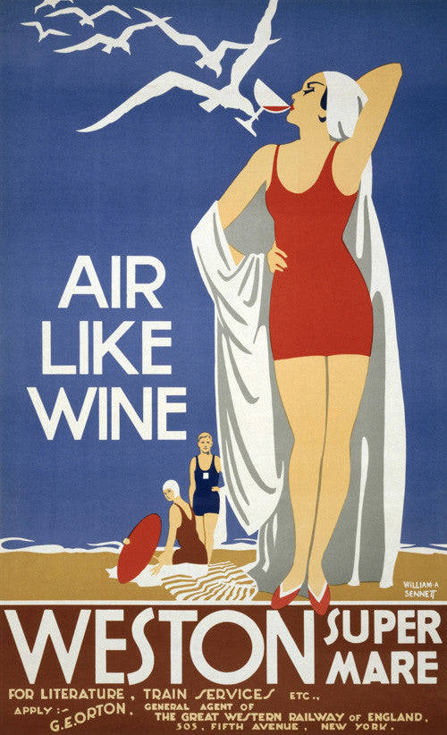 Vintage Travel Poster: Air Like Wine - Weston-super-Mare