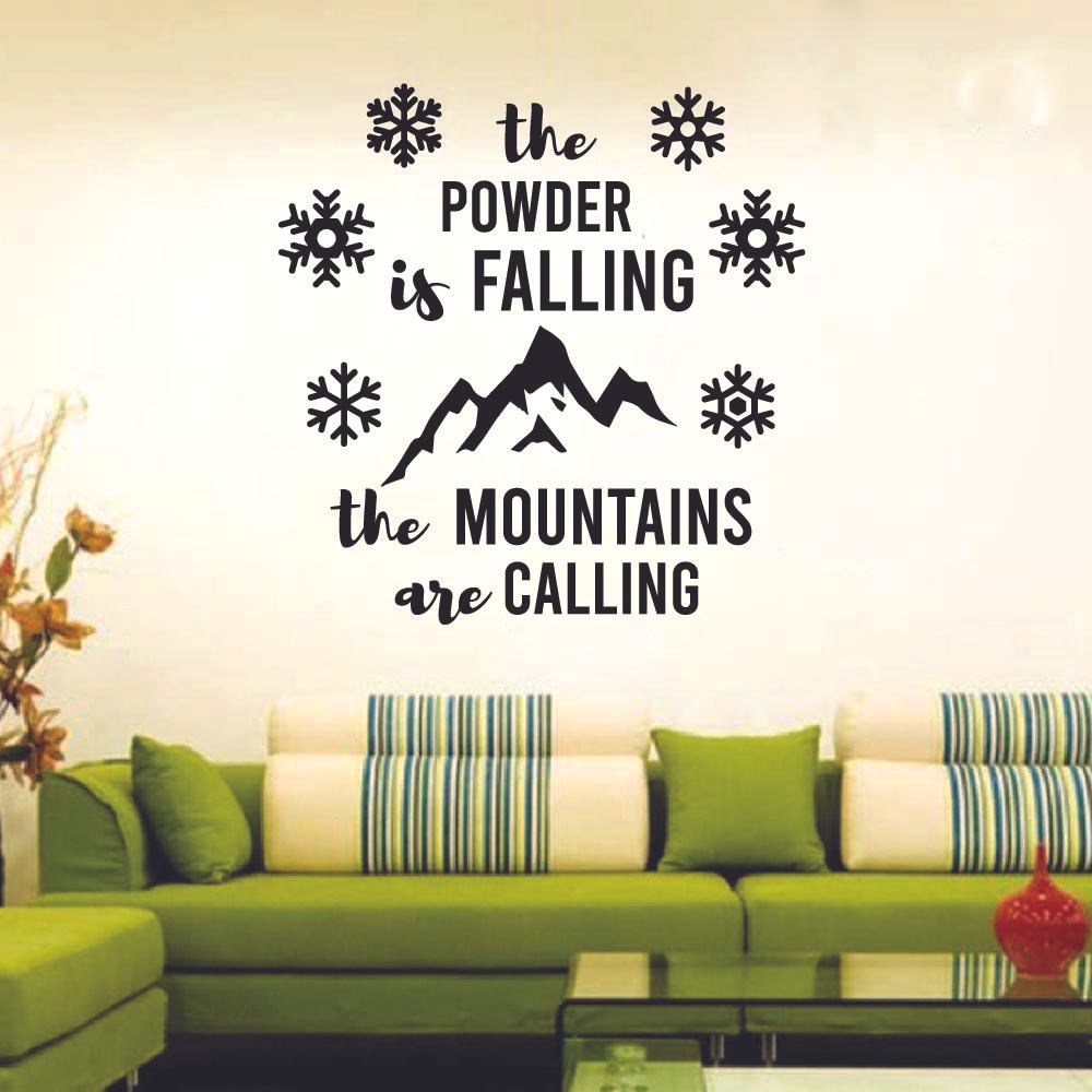 Skiing Quotes Vinyl Wall Sticker Art Wall Decal - The Powder is Falling Skiing Ski Motivation Quote