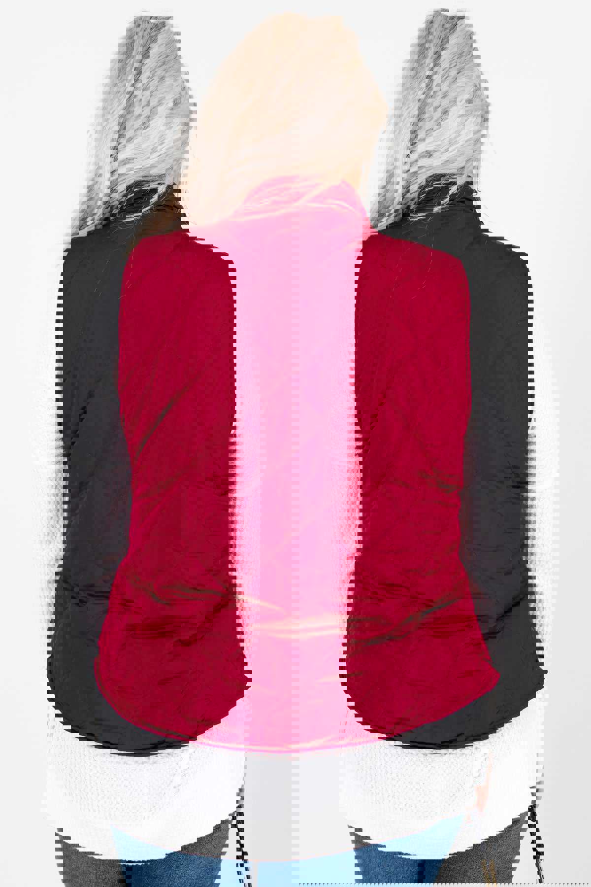 Never Give Up Wine Red Vest - Reversible Sherpa Lining