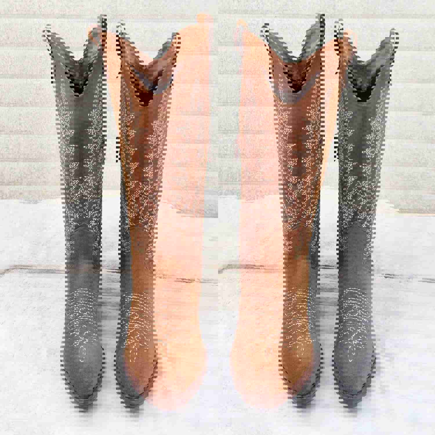 Bella Western Mid-calf Cowboy Cowgirl Boots Tan Low 1.5 Heels Tan Faux Suede