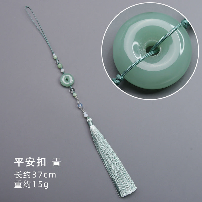 Imitation Jade Lotus Pendant - Hanfu Tassel Waist Jewelry Accessory