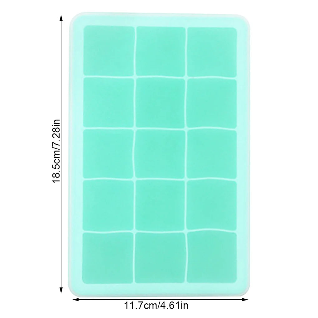 Black Grade Silicone 15-grid Jumbo Ice Cube Tray Mold - Non-toxic & Durable