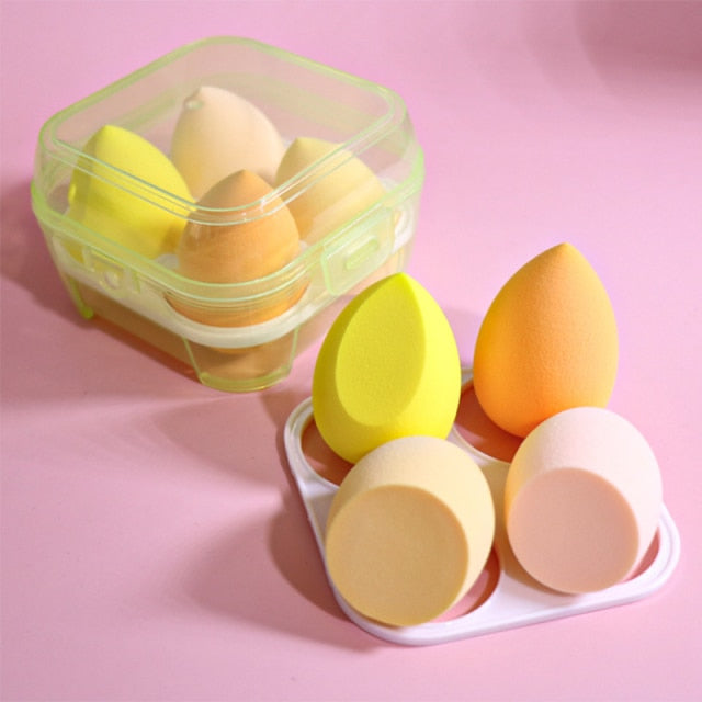 Kabliliutr 4pcs Makeup Blender Cosmetic Puff Sponge Set with Storage Box