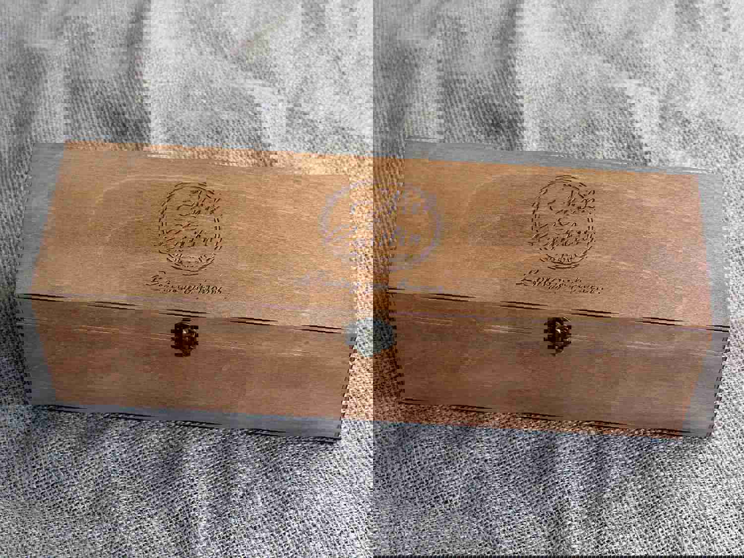 Custom Engraved Wine Box - Personalized Anniversary Gift for Couples