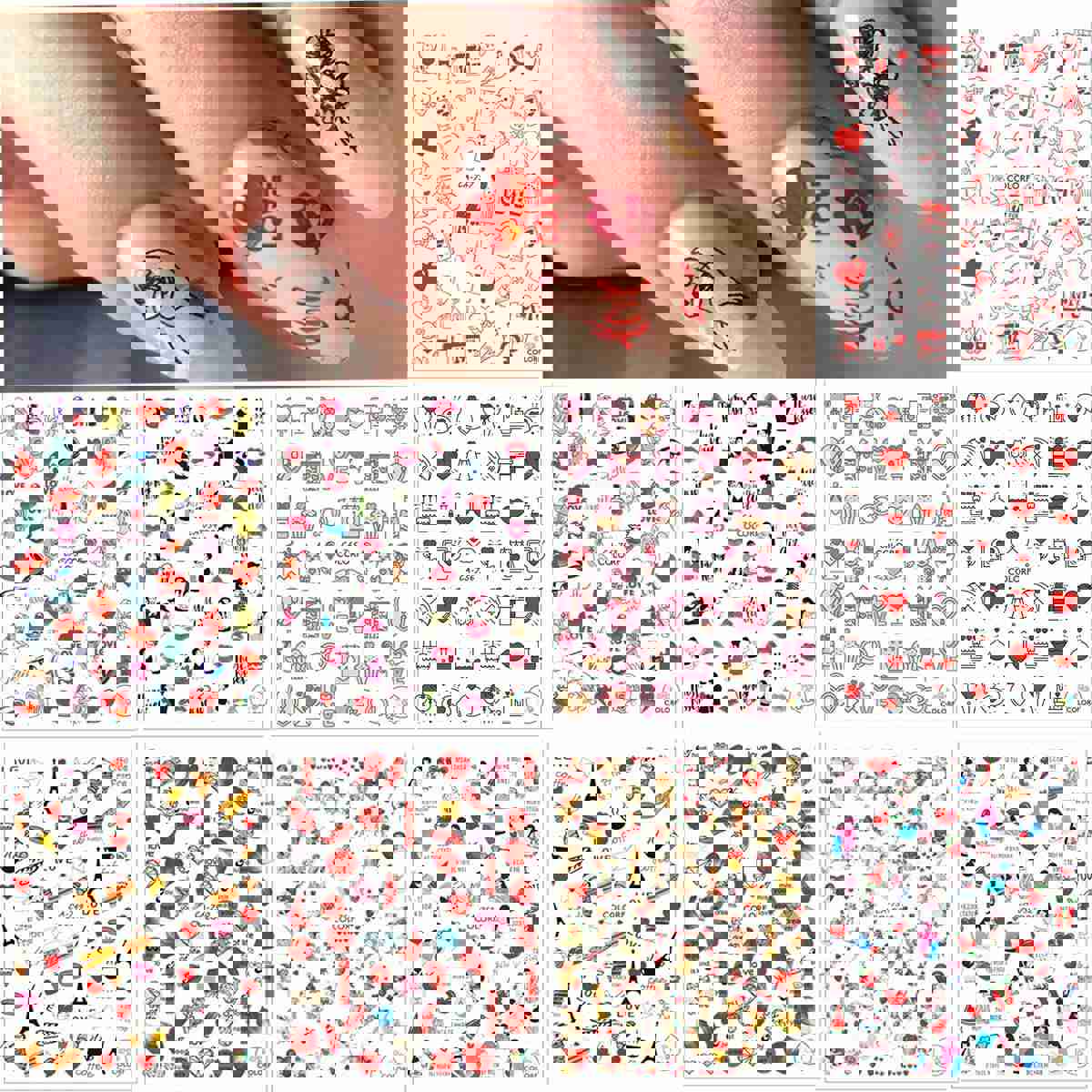 Easter Nail Art Stickers Decals - 3D Self-Adhesive Cartoon Bunny Egg Chicken Nail Decals for DIY Nail Decoration (6 Sheets)