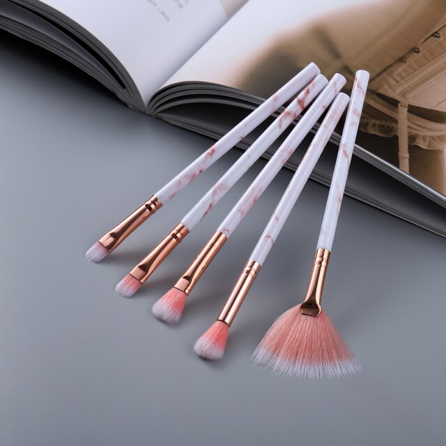 5/15Pcs Marble Makeup Brushes Set - Cosmetic Powder Eyeshadow Foundation Blending Beauty Tool Kit