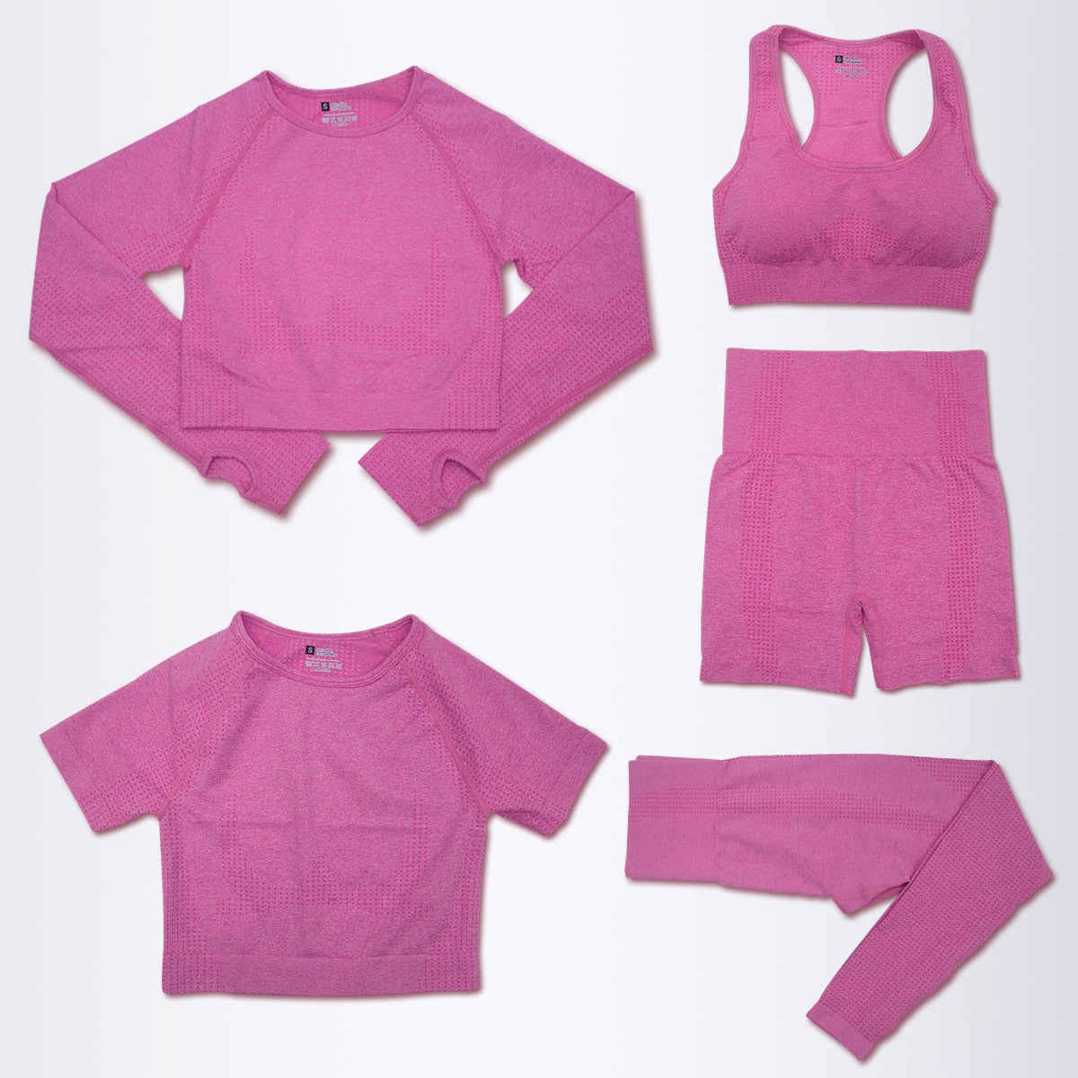Women's Seamless Yoga Workout Clothing Set - 5PCS Gym Fitness Sportswear