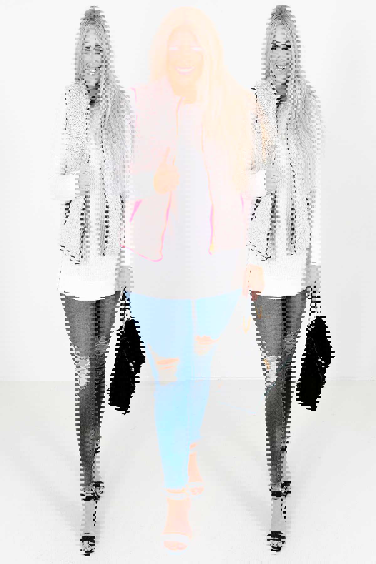 Never Give Up Wine Red Vest - Reversible Sherpa Lining