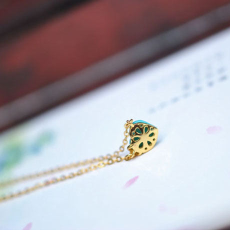 Heart Shape Turquoise Pendant Necklace in 18K Gold Plated Sterling Silver