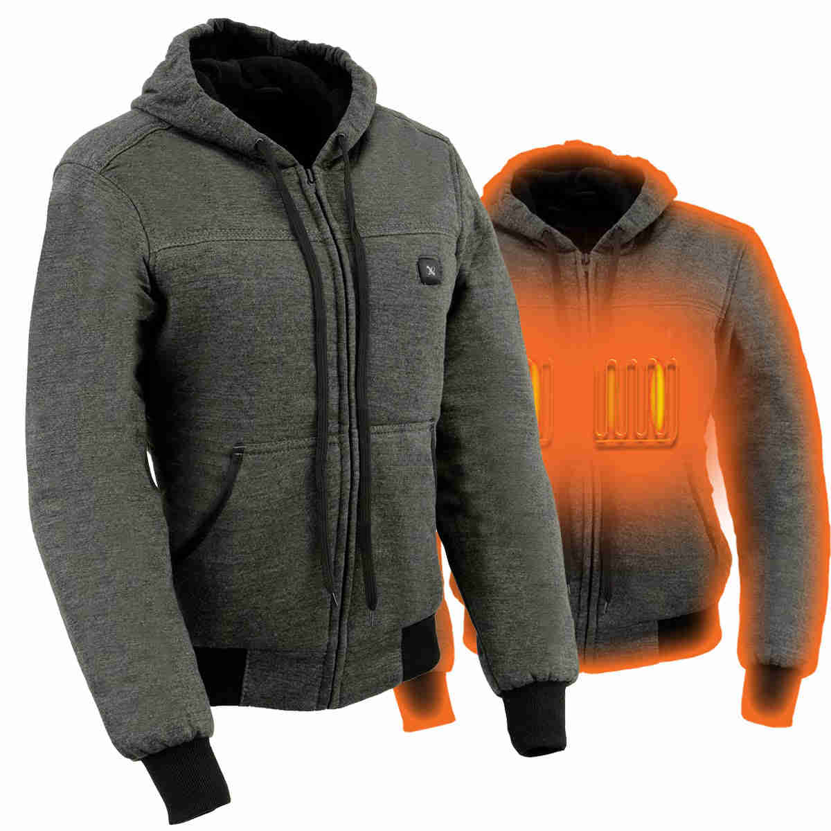 Nexgen Heat MPL2713SET Women's Grey Heated Hoodie Jacket with Battery Pack for Outdoor Activities