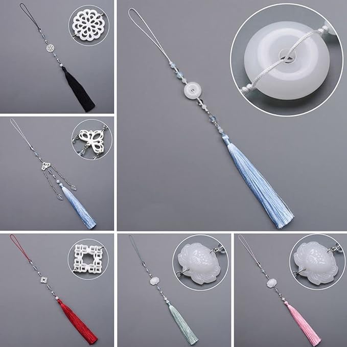 Imitation Jade Lotus Pendant - Hanfu Tassel Waist Jewelry Accessory