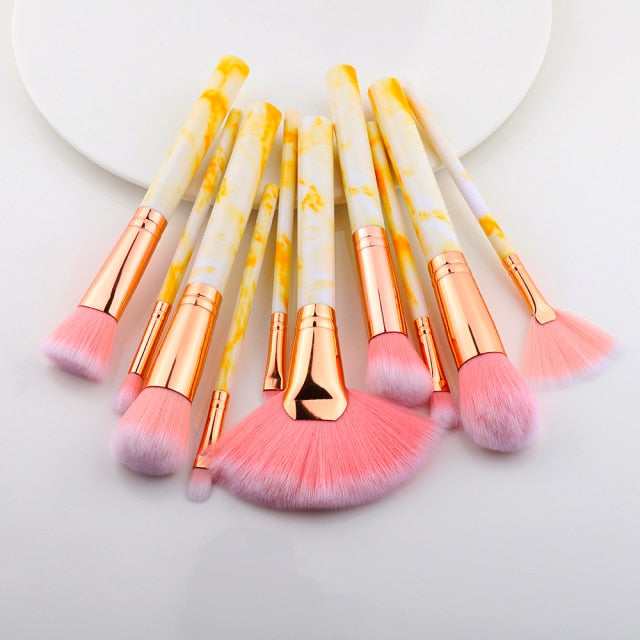 5/15Pcs Marble Makeup Brushes Set - Cosmetic Powder Eyeshadow Foundation Blending Beauty Tool Kit