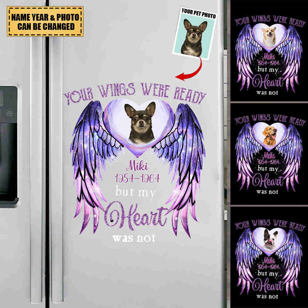 Personalized Sparkling Violet Heart Wings Decal - Your Wings Were Ready But My Heart Was Not