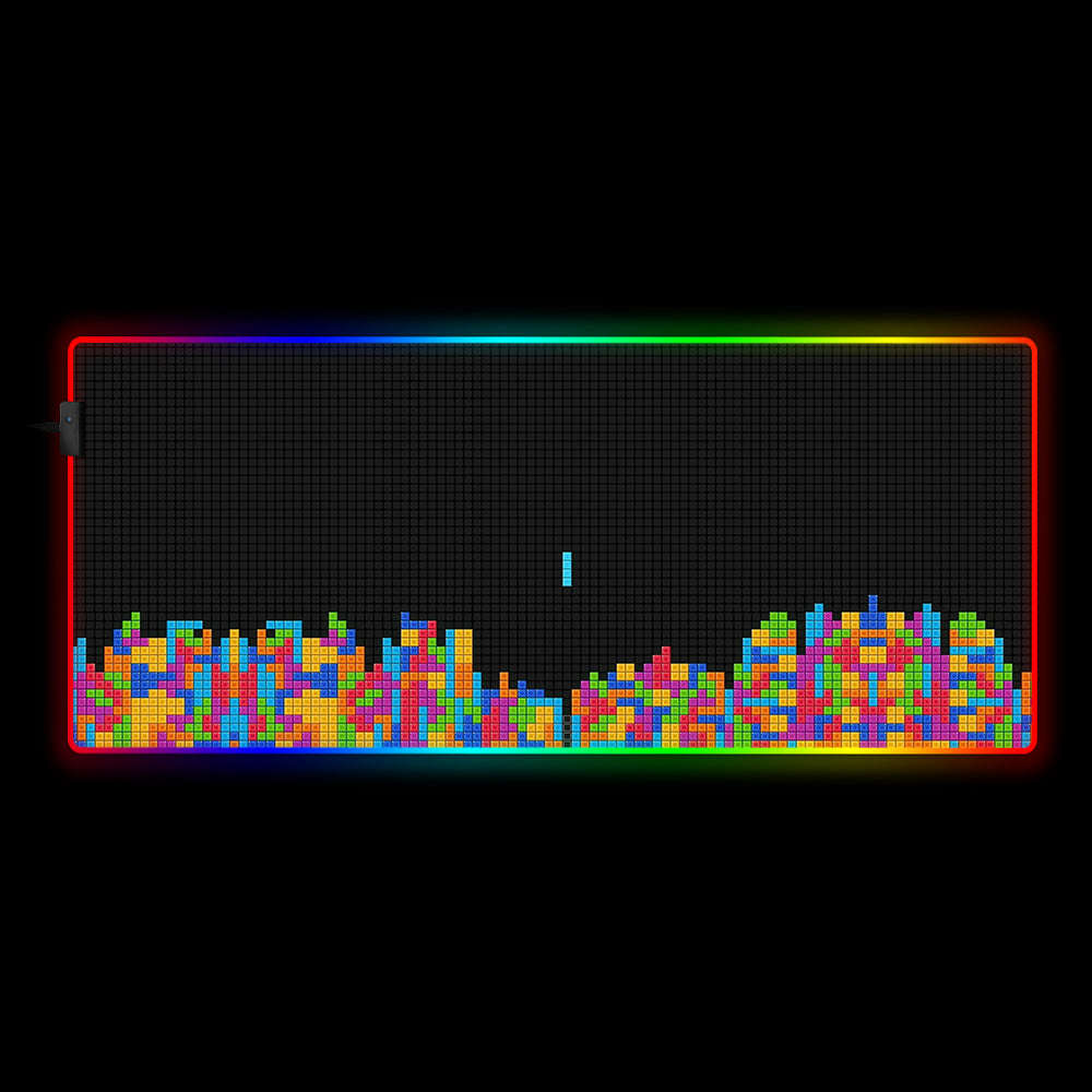 Tetris Design RGB Gaming Mouse Pad with LED Lights, Large Size for Gamers