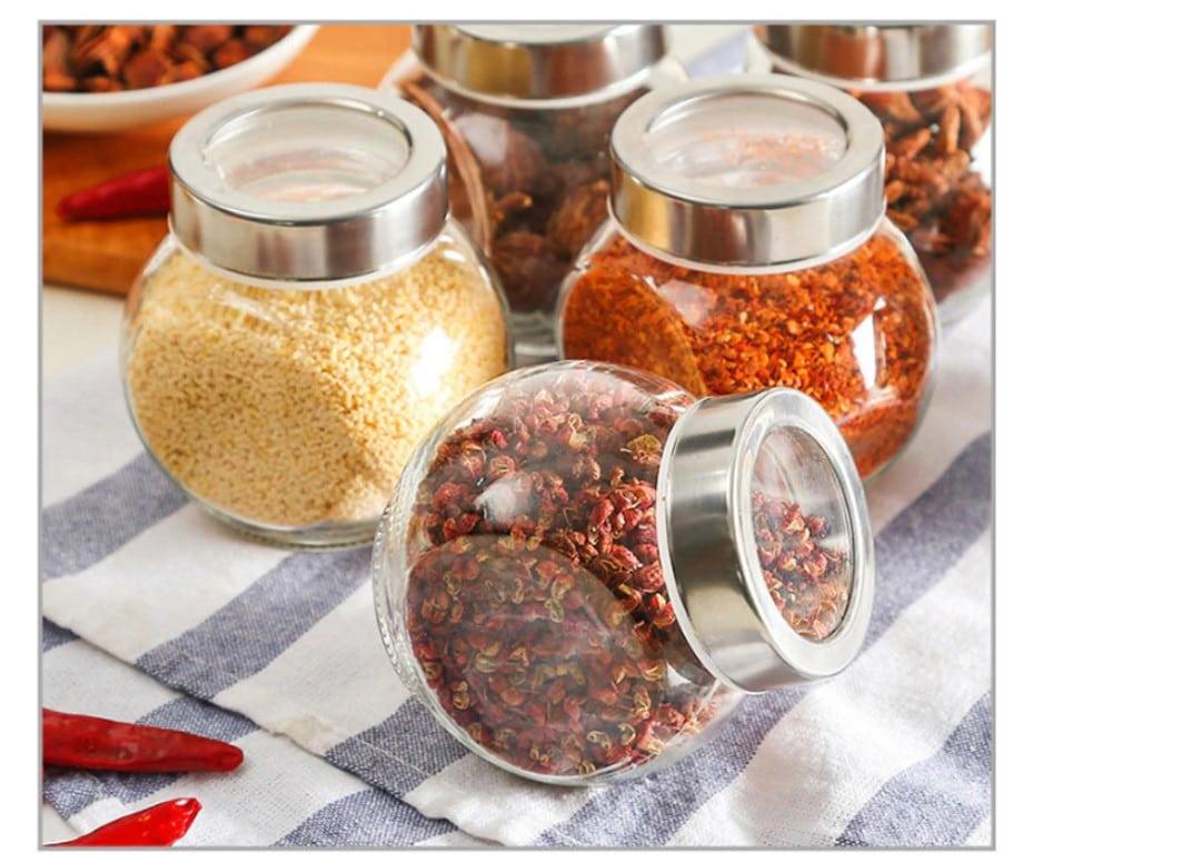 Glass Food Storage Jar with Stainless Steel Lid