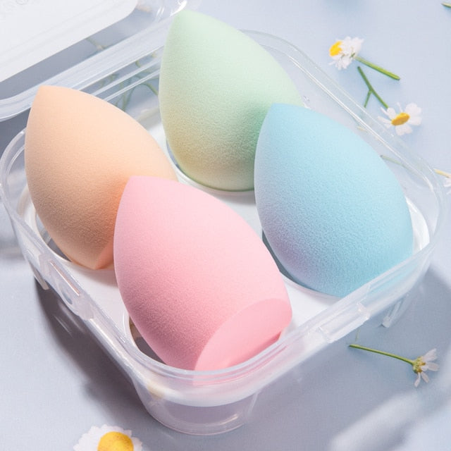 Kabliliutr 4pcs Makeup Blender Cosmetic Puff Sponge Set with Storage Box