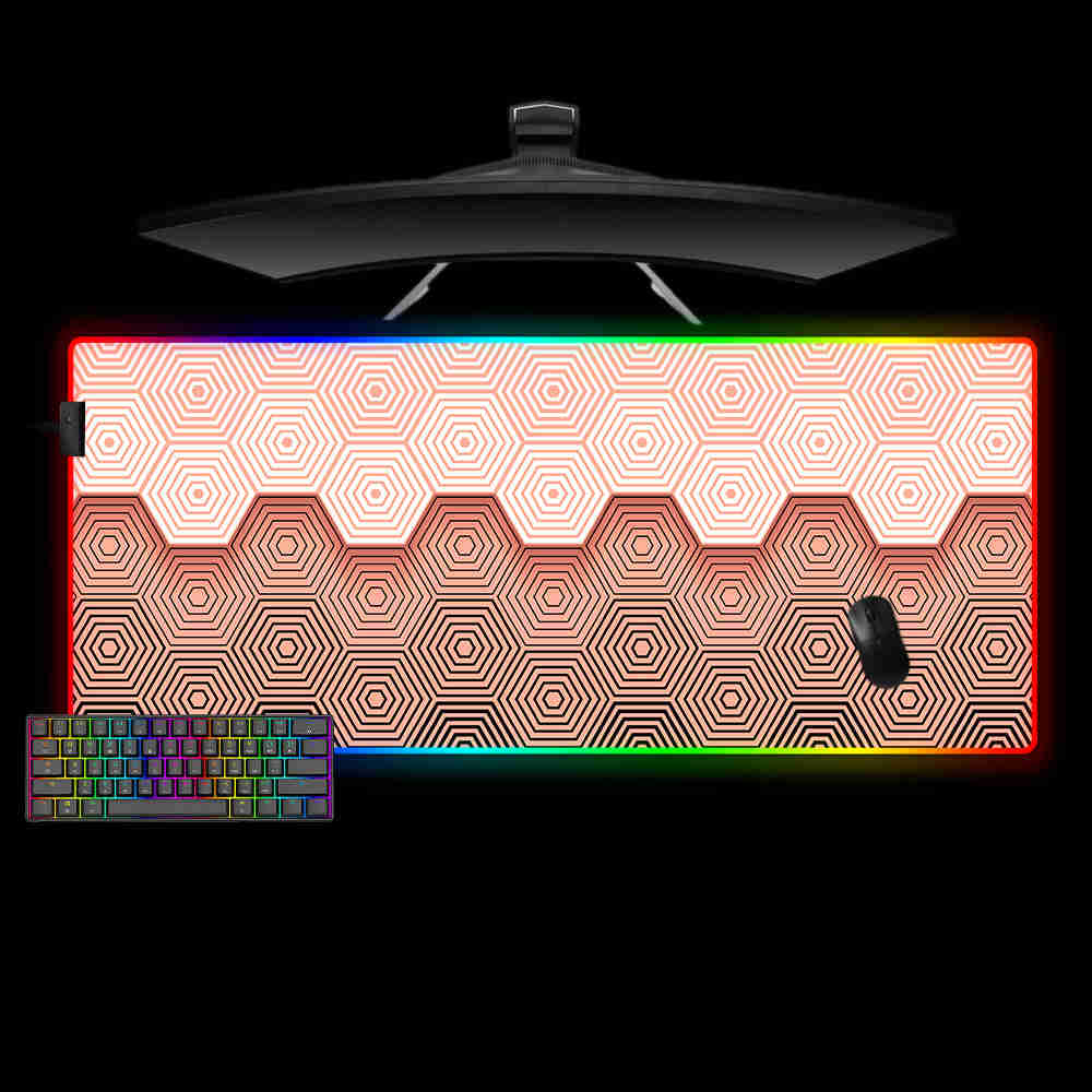 Hypnotic Hex Pattern RGB Gaming Mouse Pad with LED Strip