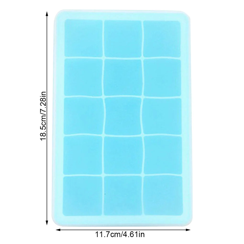 Black Grade Silicone 15-grid Jumbo Ice Cube Tray Mold - Non-toxic & Durable