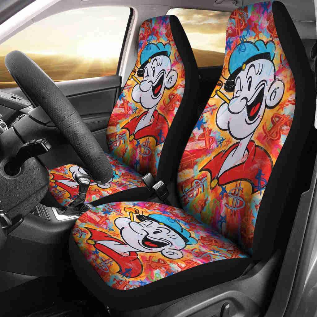 Popeye Car Seat Covers - Colorful Painting Design for Car Accessories