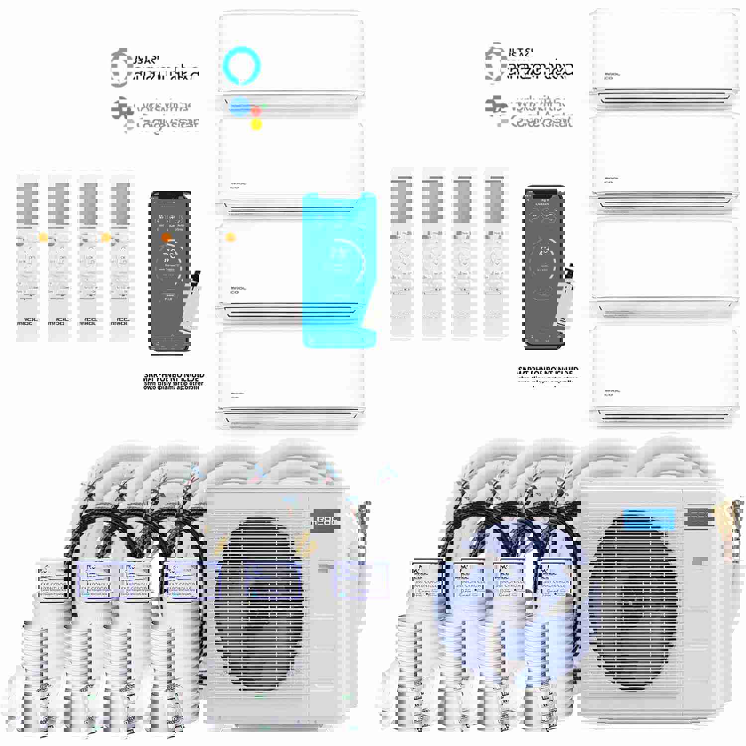 MRCOOL DIY 4th Gen 48K BTU 4-Zone Condenser with 9K+9K+12K+18K Handlers and 4 x 25ft Linesets Bundle