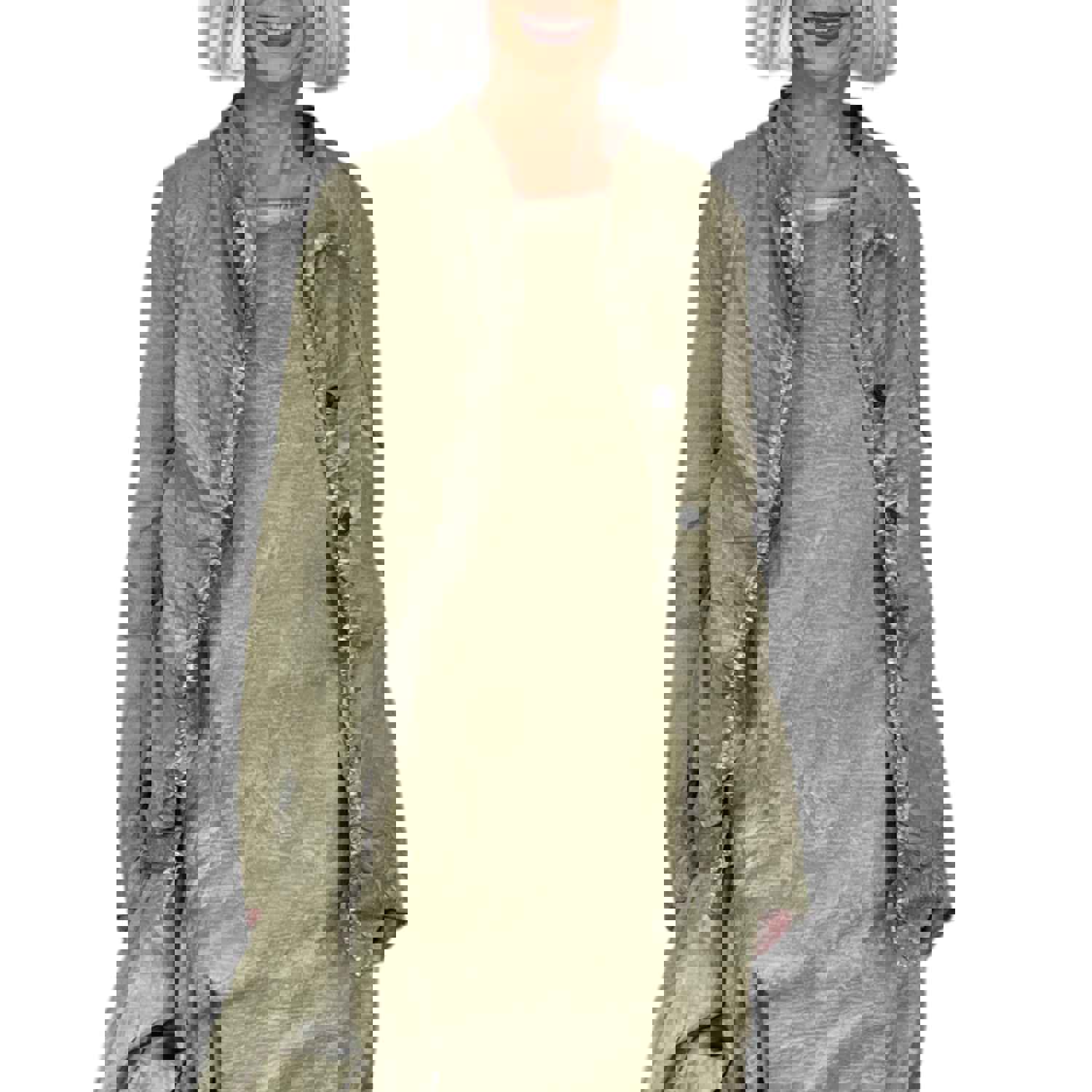 SHIRRED FRONT JACKET - Long Sleeve Textured Fabric Jacket