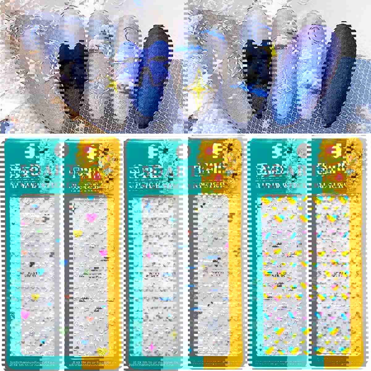 Easter Nail Art Stickers Decals - 3D Self-Adhesive Cartoon Bunny Egg Chicken Nail Decals for DIY Nail Decoration (6 Sheets)