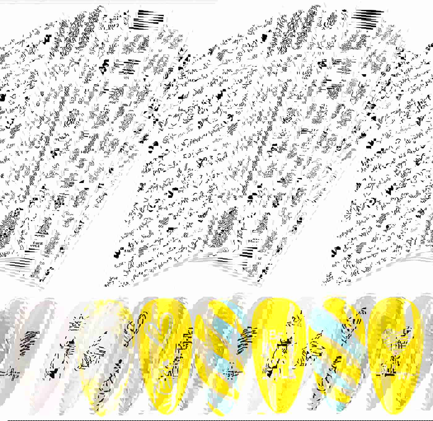 Easter Nail Art Stickers Decals - 3D Self-Adhesive Cartoon Bunny Egg Chicken Nail Decals for DIY Nail Decoration (6 Sheets)