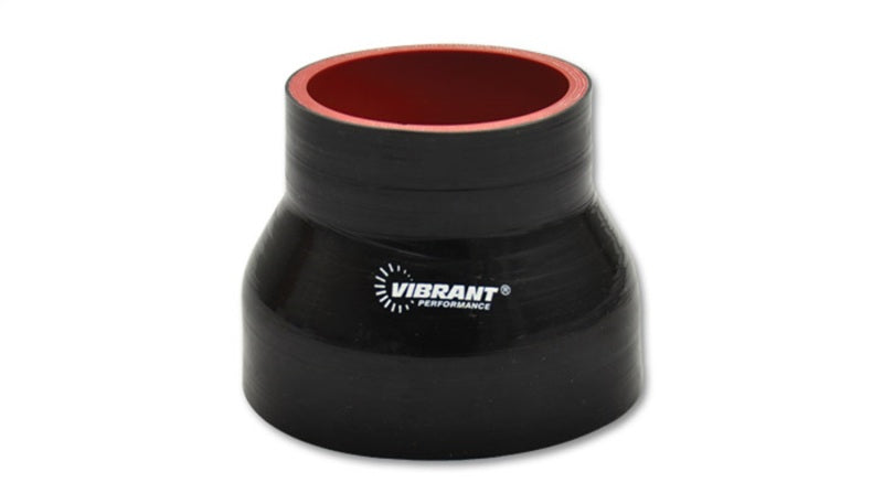 Vibrant 4 Ply Reinforced Silicone Transition Connector - 1.5in I.D. x 2in I.D. x 3in Long (BLACK)