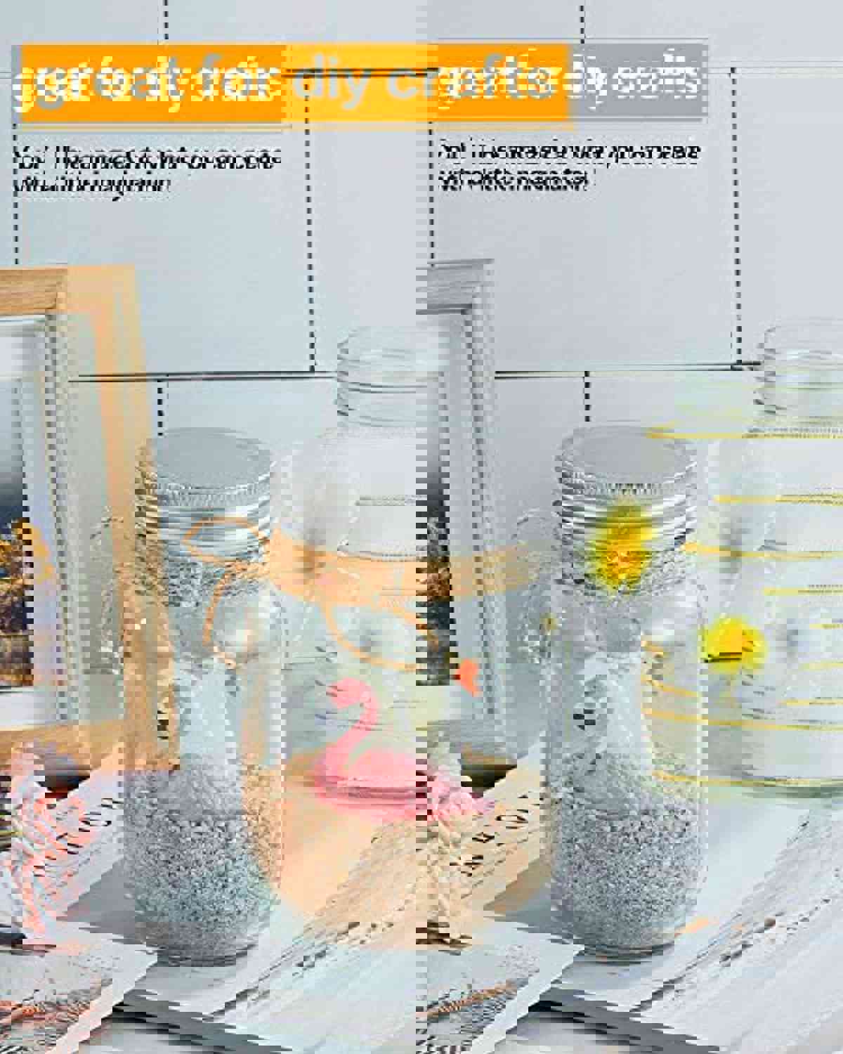 Rainforce 16 oz Mason Jars With Lids Regular Mouth 15 Pack - Bulk Clear Glass Jars for Food Storage & Meal Prep