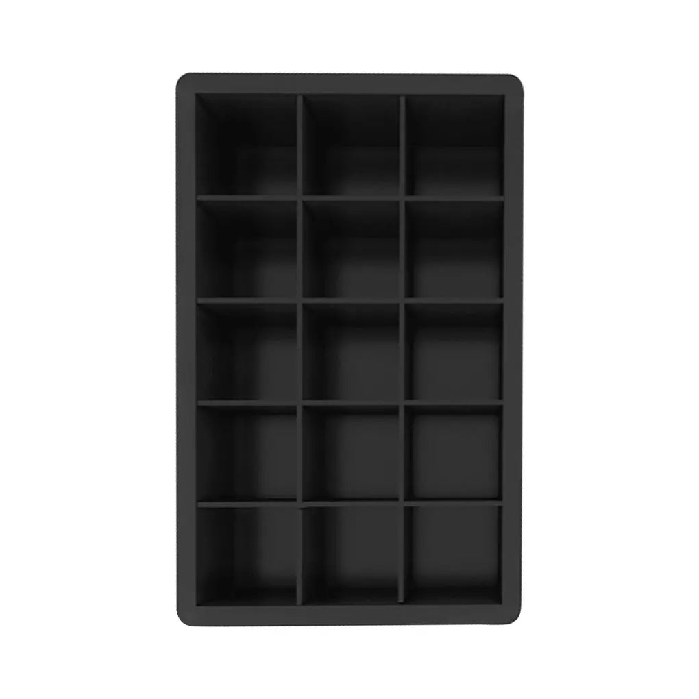 Black Grade Silicone 15-grid Jumbo Ice Cube Tray Mold - Non-toxic & Durable