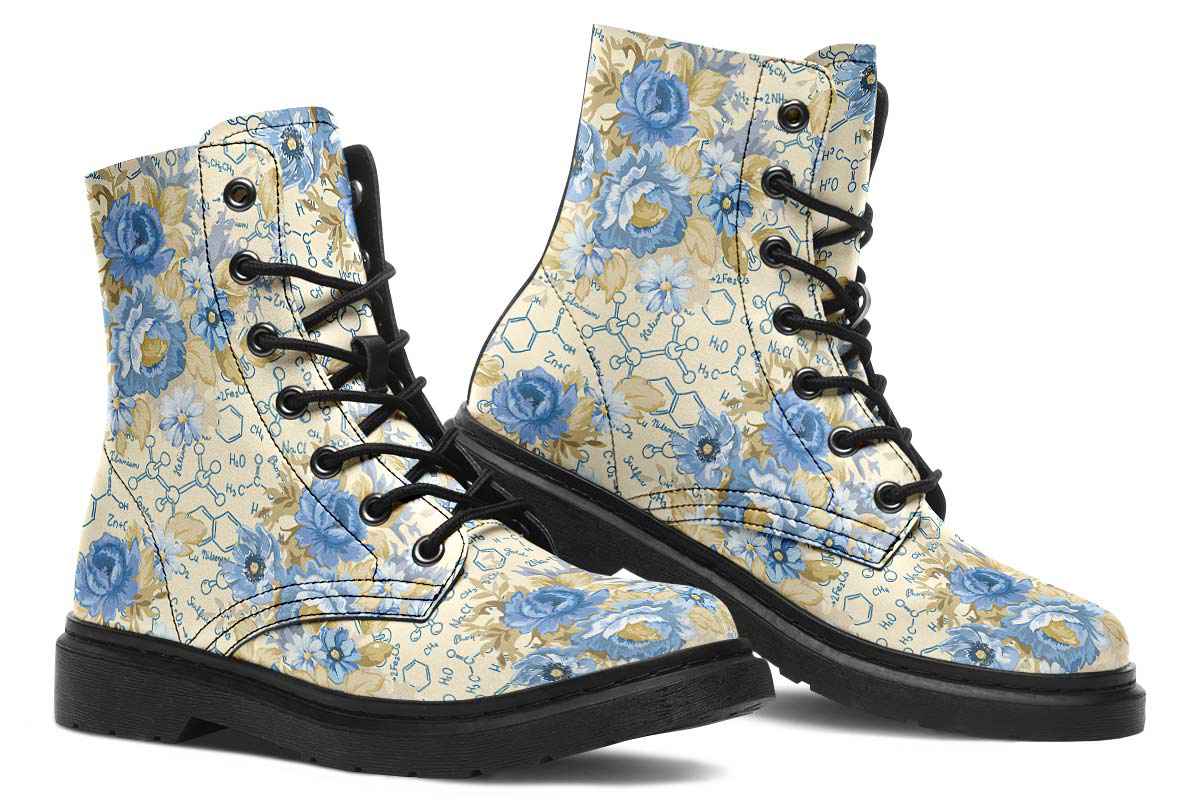 Floral Chemistry Vegan Boots - Custom Printed, Handcrafted