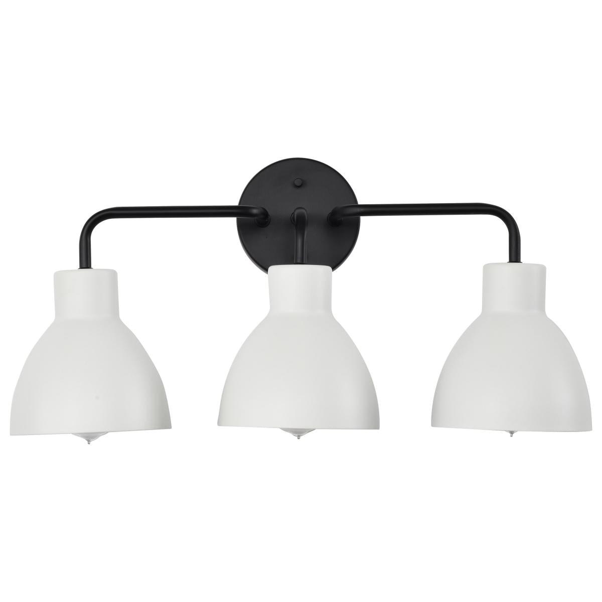 Sloan 3 Light Vanity - Matte Black Finish with White Shade