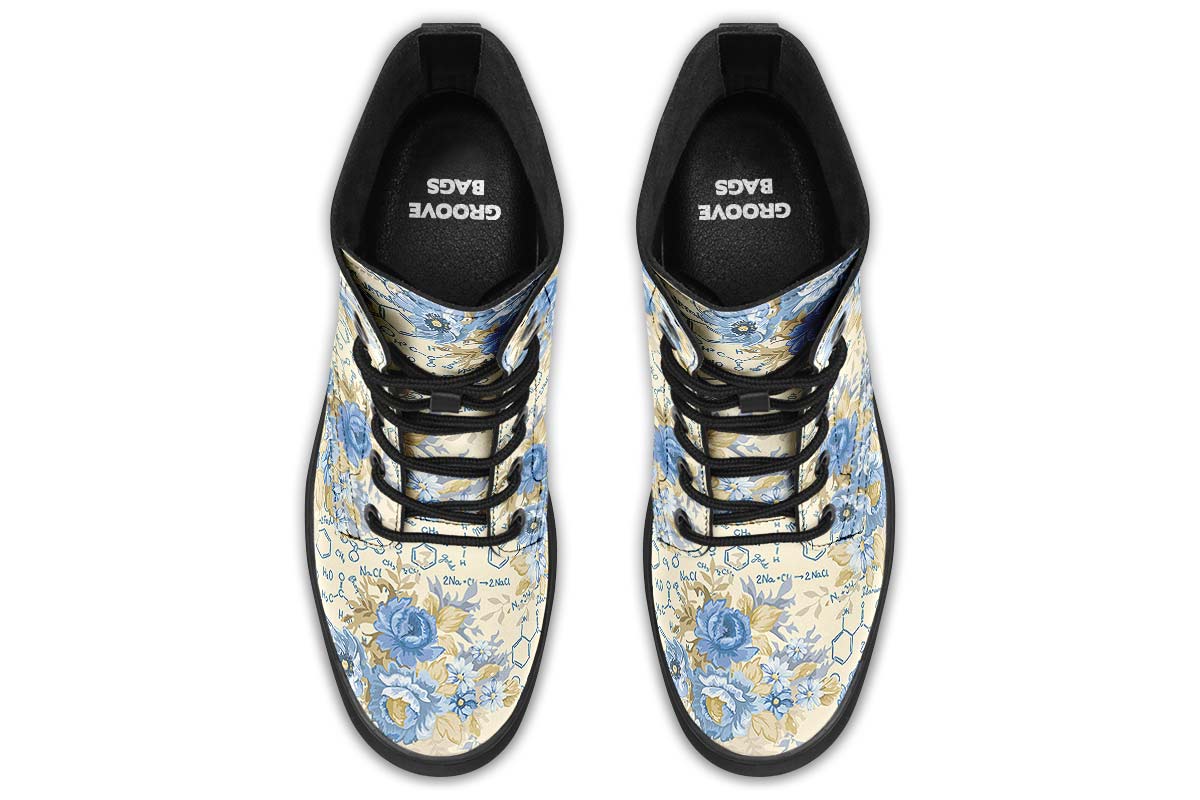 Floral Chemistry Vegan Boots - Custom Printed, Handcrafted
