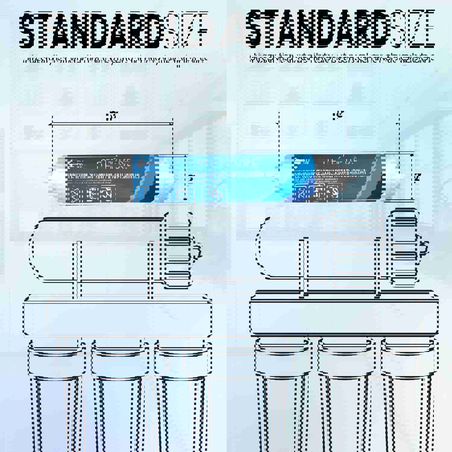 Metpure 2 x 10 RO Carbon Post Filter GAC Coconut Shell Granular Activated Carbon 3/8 Inline Water Filter