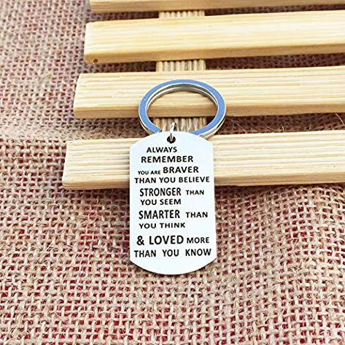 Inspirational Graduation Keychain - Braver Than You Believe Quote for Her Him