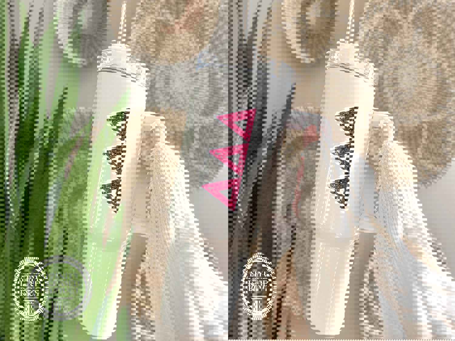 Delta Delta Delta Sticker - Pink Sequin Sorority Vinyl Decal