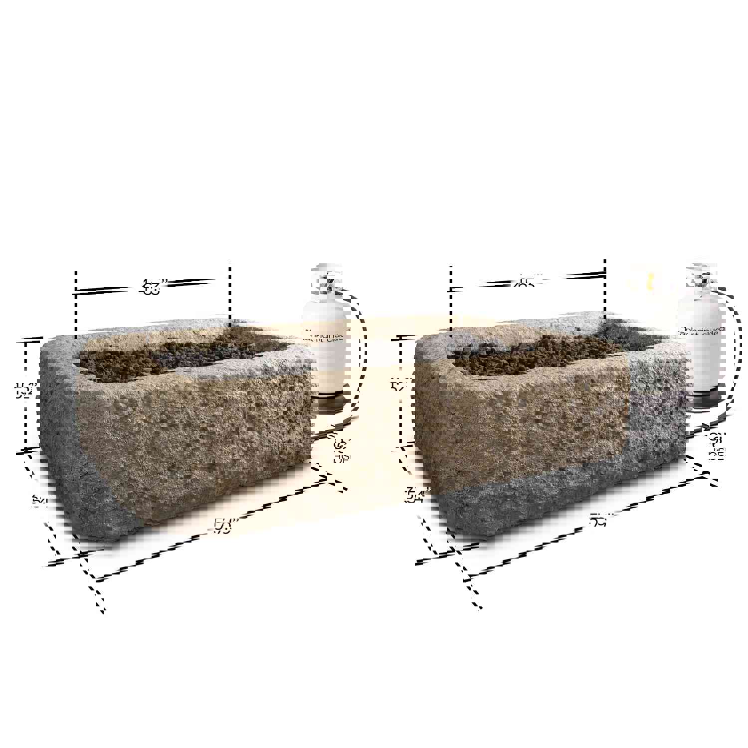 Real Flame Antique Stone Rectangle Fire Pit