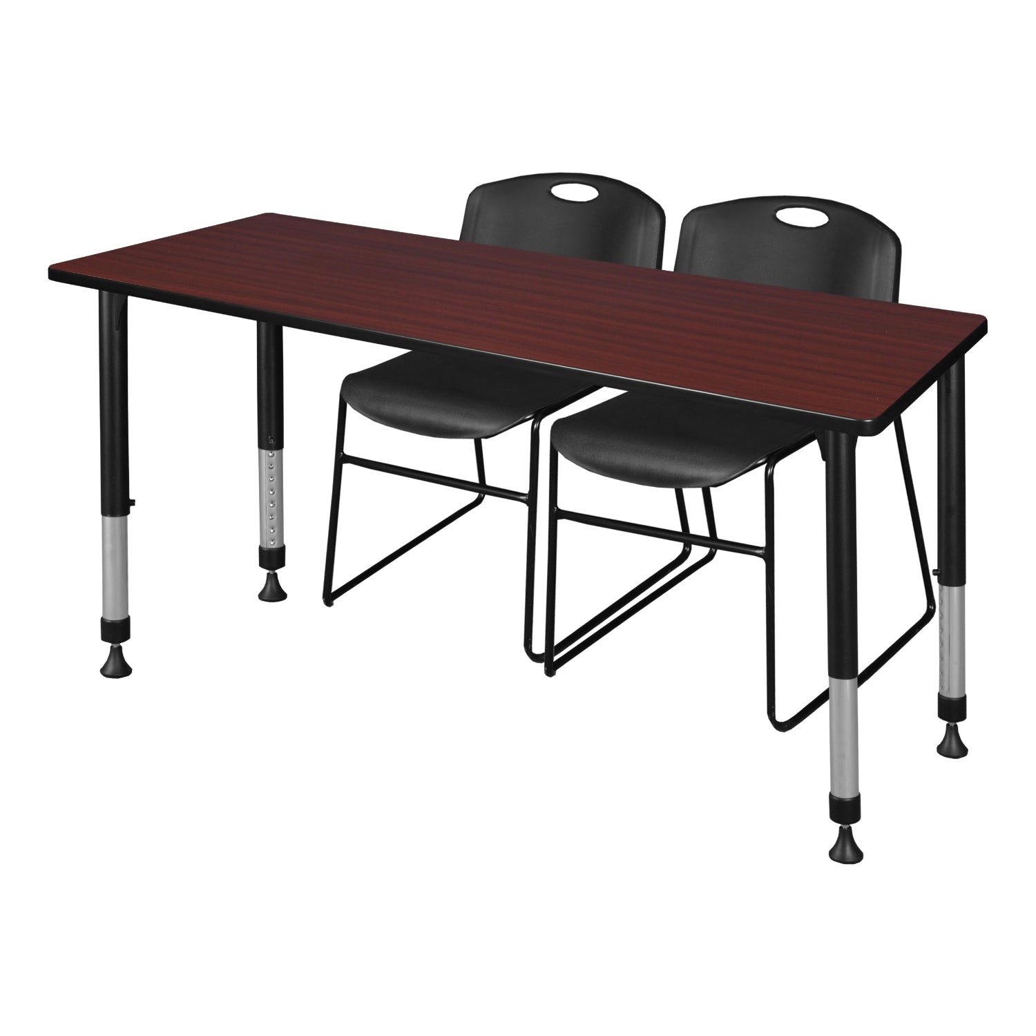 Kee Classroom Table and Chair Package - Adjustable Height Table with 2 Stack Chairs