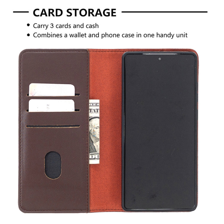 For Samsung Galaxy Note20 2 in 1 Detachable Magnetic Horizontal Flip Genuine Leather Case with Holder & Card Slots & Wallet (Dark Brown)